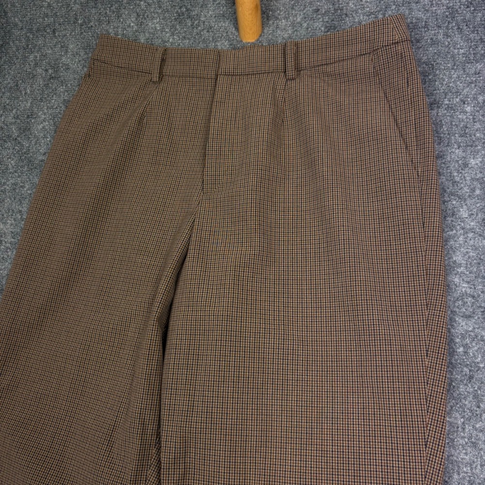 Uniqlo Smart Ankle Pants Mens M Brown Micro Check Plaid Tapered Trousers 460697